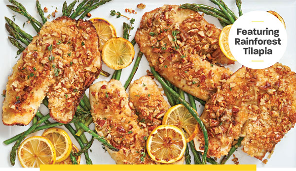 Pecan and Parmesan-Crusted Tilapia  Featuring Rainforest 