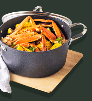 Crab legs in a pot