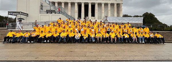 Photo of the 80 veterans who went on our 14th Honor Flight of the Quad Cities to Washington, D.C.