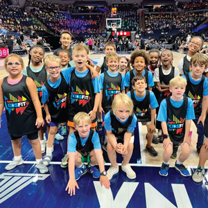 Kids on a basketball court