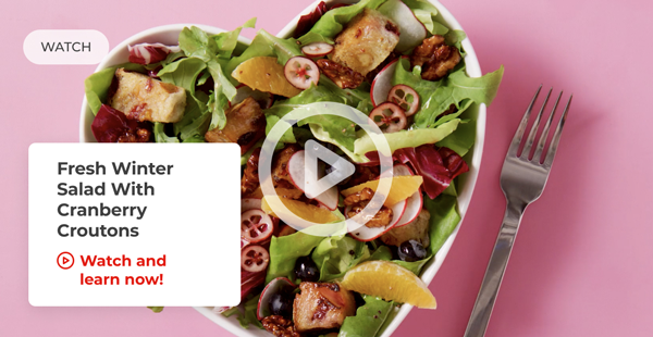 Watch | Fresh Winter Salad With Cranberry Croutons | Watch and learn now!