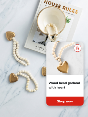 Wood bead garland with heart | Shop now