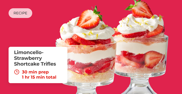 Recipe | Limoncello-Strawberry Shortcake Trifles. 30 min prep | 1 hr 15 min total