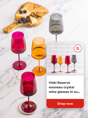 Viski Reserve nouveau crystal wine glasses in sunset, set of 4 | Shop now